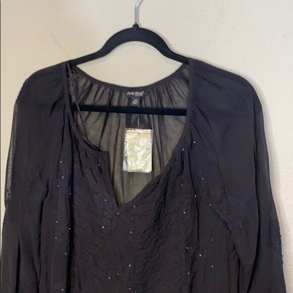 Lucky Brand Sheer Embroidered Blouse - Picture 3 of 12